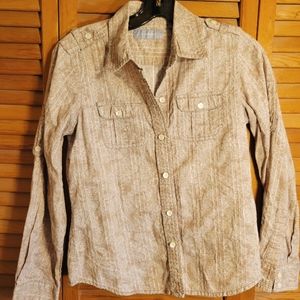 Light brown print button down shirt, Liz Claiborne